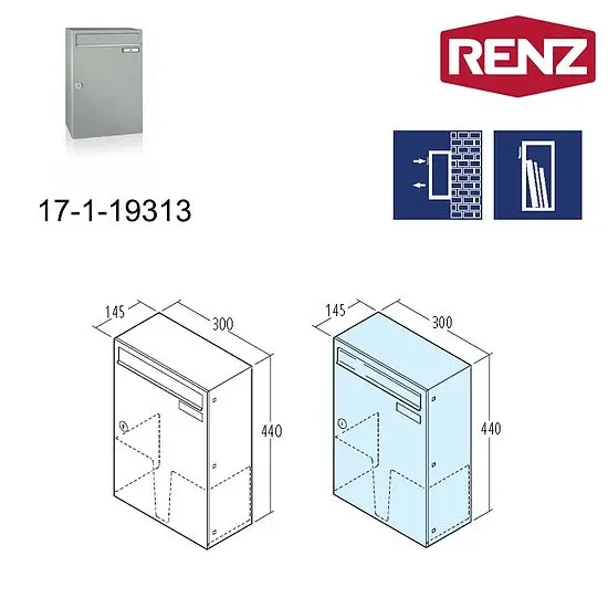 Briefkasten Renz 19313 300 x 440 x 145 mm Top-Preis