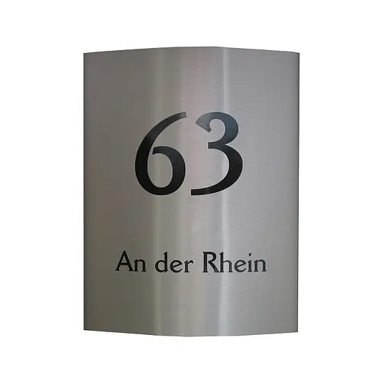 Bestseller Hausnummer Edelstahl Bogen No 1D 20x25 cm