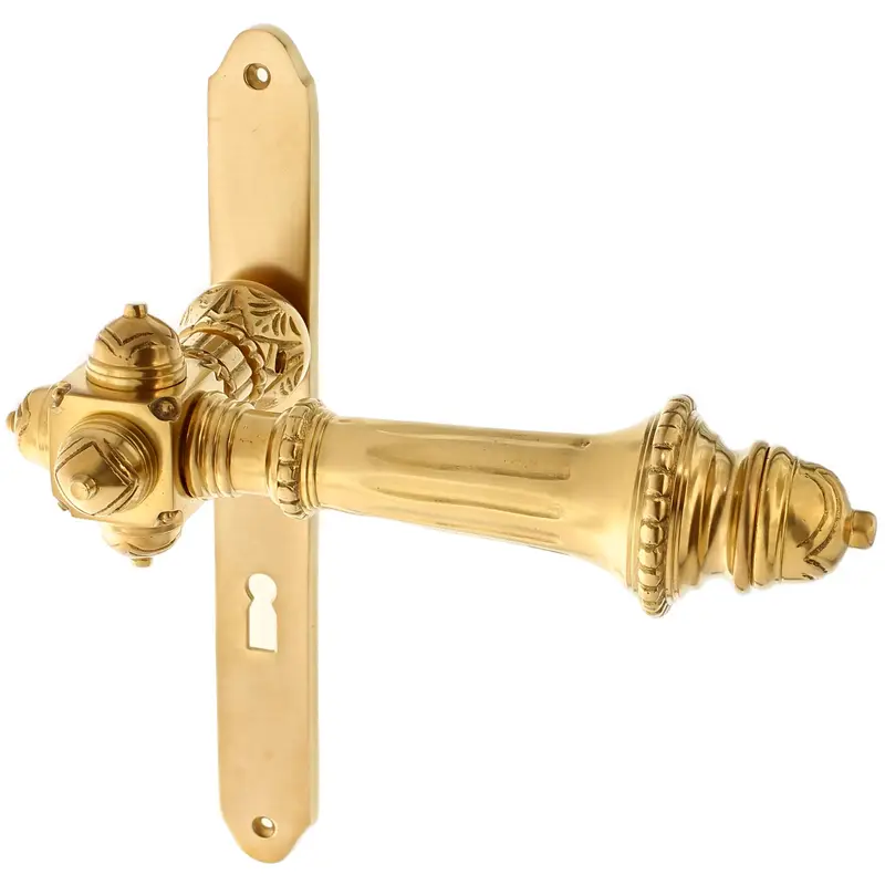 Zimmertürgarnitur Engelhelm in Messing, patiniert Abverkauf