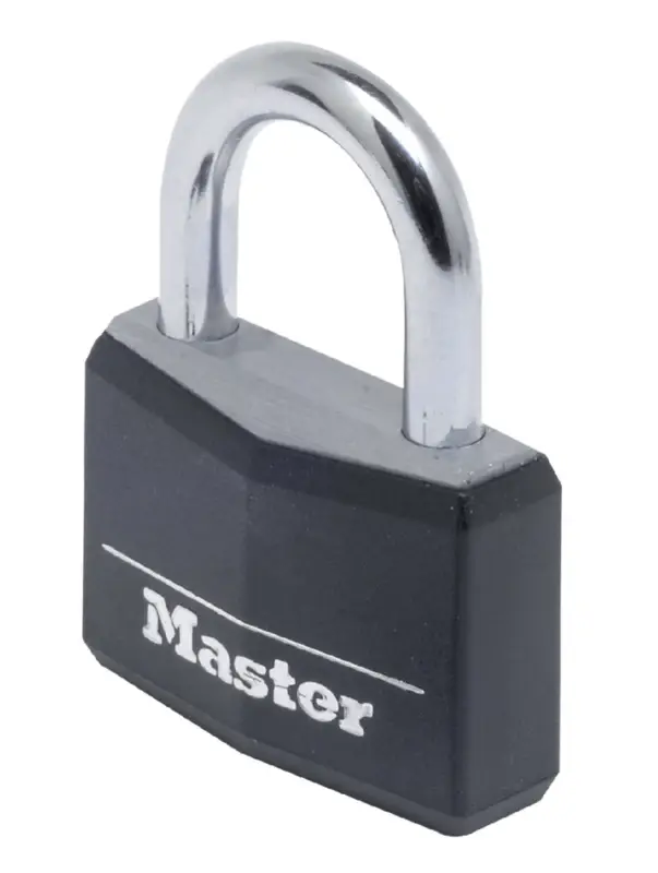 Markenprodukt Master Lock Vorhangschloss 9140EURDBLK mit massivem Aluminiumgehäuse und Abdeckung