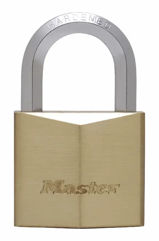 Kostenloser Versand Master Lock Vorhangschloss 1155EURD aus Massivmessing mit sechseckigem Bügel