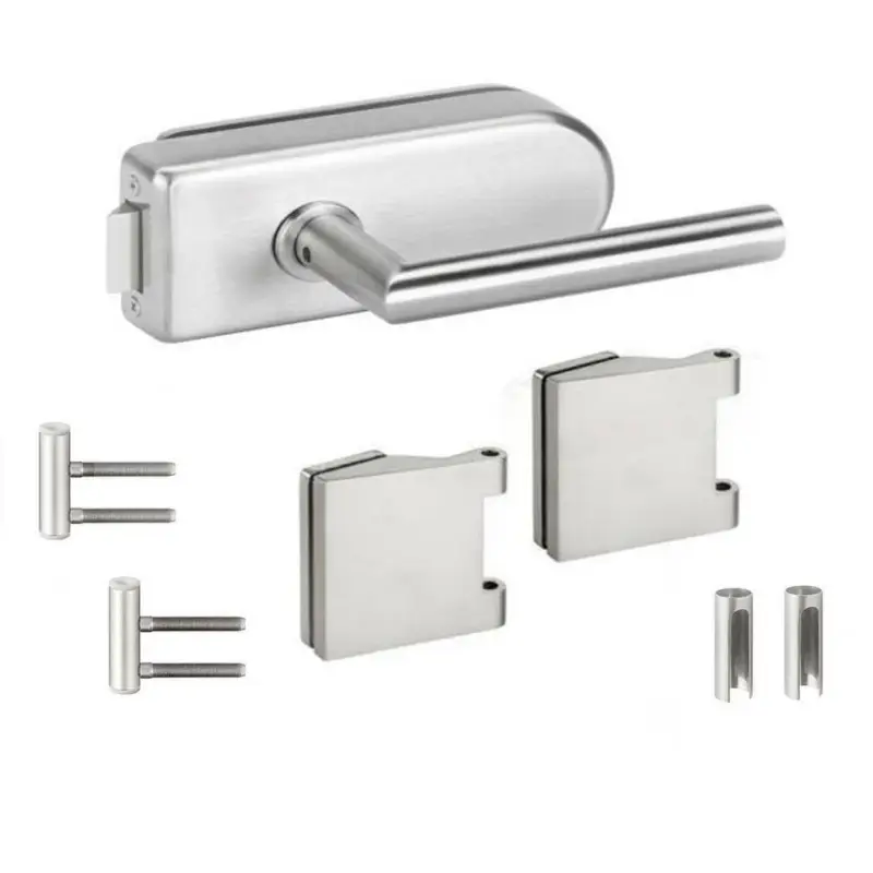 Glastürbeschlag Glastür Edelstahl Türgriff Studio Office Bänder Schloss Glas SET Mega-Angebot