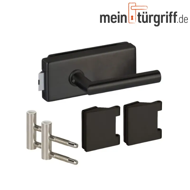 Mega-Angebot Glastürbeschlag Faro Glastür MeinTürgriff Exklusiv Edelstahl Türgriff Studio Office Schloss schwarz ungelocht