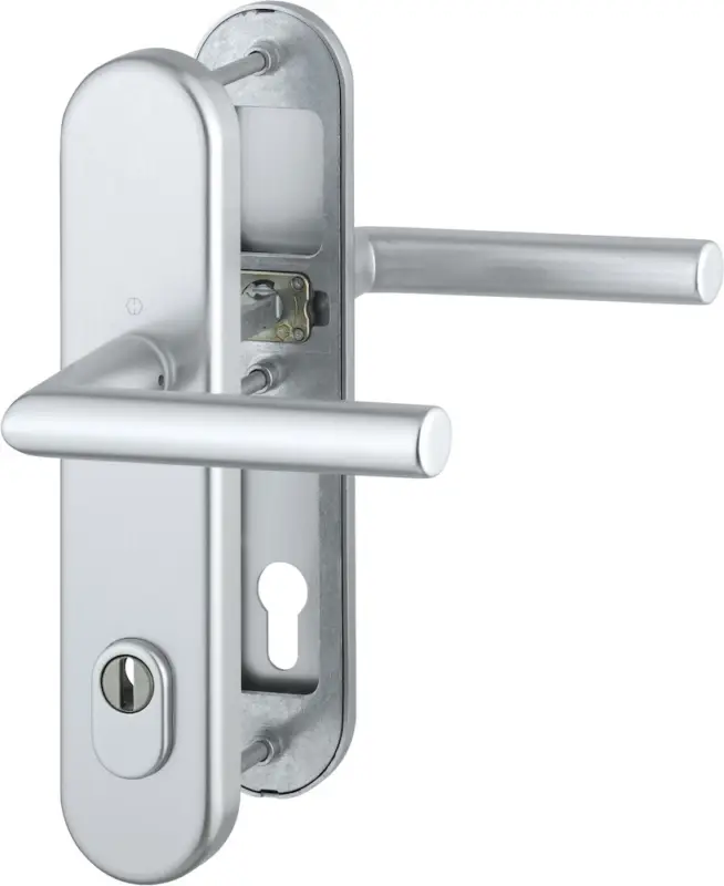 HOPPE® Schutz-Drückergarnitur mit Langschild Amsterdam 1400/3332ZA/3310, 10/92 mm, Aluminium Markenprodukt