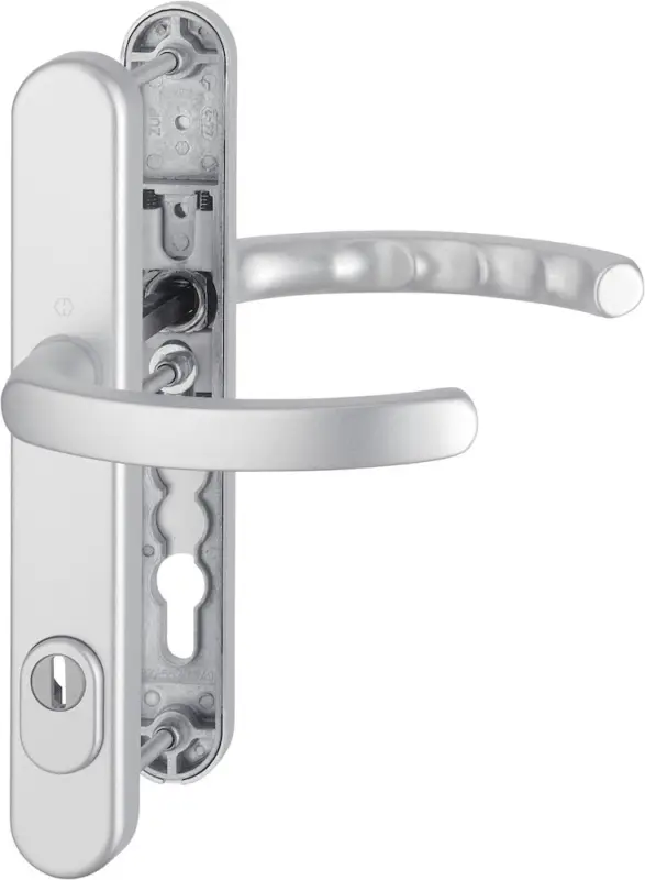 HOPPE® Schutz-Drückergarnitur mit Schmalschild Luxembourg 1500/3359ZA/3357N, Aluminium Highlight
