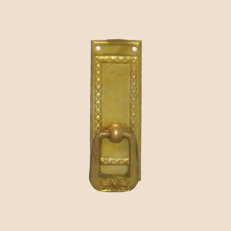 Jugendstil Möbelschild geprägt Messing MGL 24 x 65mm mit Griff Serie JU014 Bestseller