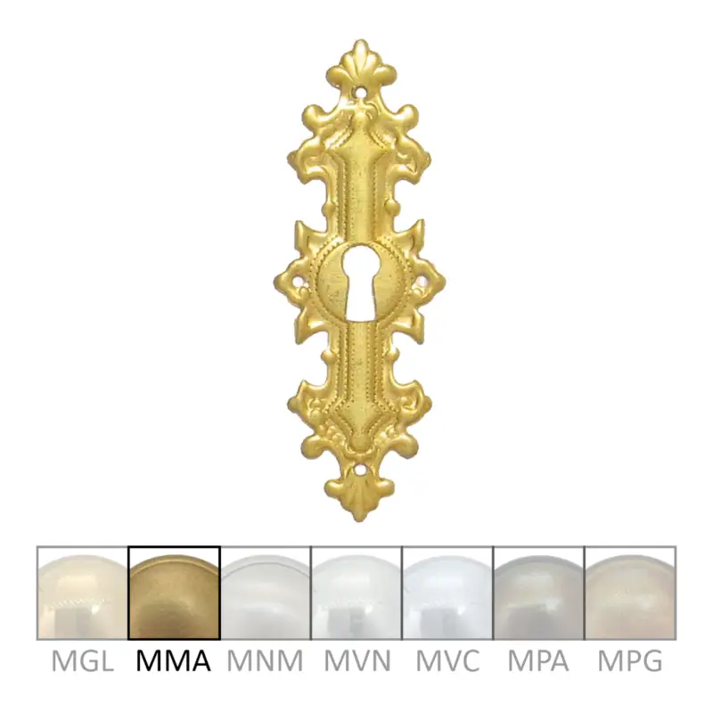 Historismus Möbelschild Messing MMA 34 x 95mm mit Schlüsselloch Serie HI002 Ausverkauf