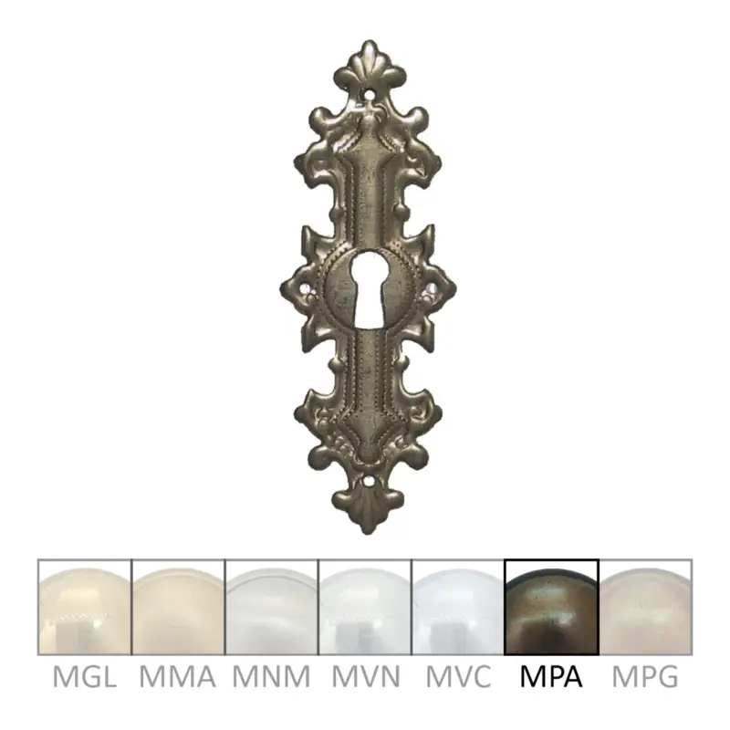 Angebot Historismus Möbelschild Messing MPA 34 x 95mm mit Schlüsselloch Serie HI002