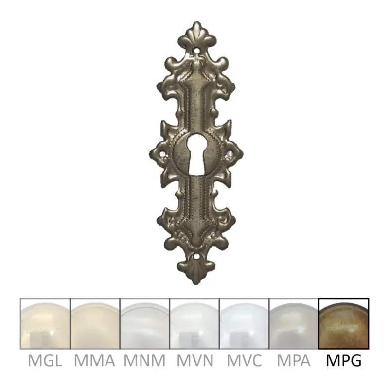 Schnäppchen Historismus Möbelschild Messing MPG 34 x 95mm mit Schlüsselloch Serie HI002