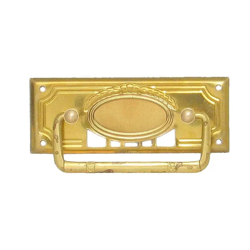 Must-Have Jugendstil Möbelschild geprägt Messing MMA 85 x 33mm mit Griff Serie JU006