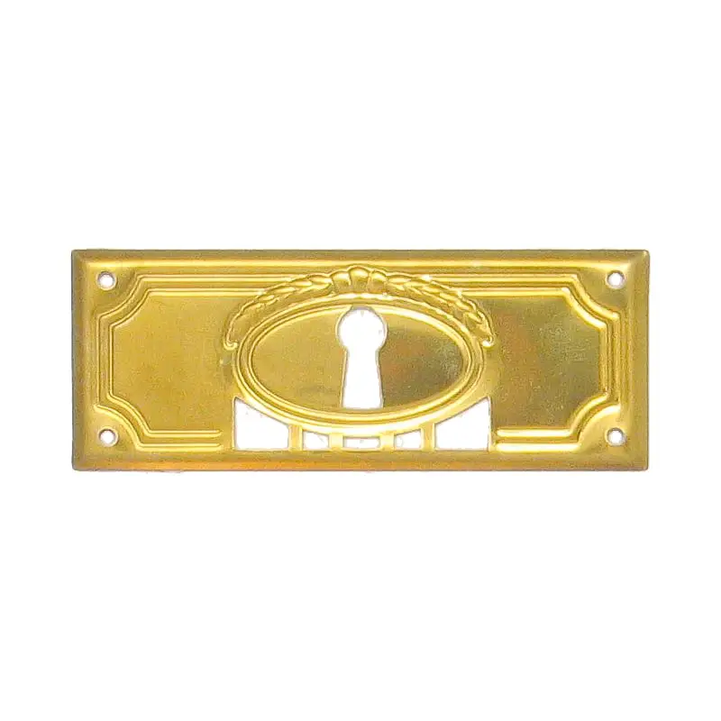 Jugendstil Möbelschild geprägt Messing MMA 85 x 33mm mit Schlüsselloch Serie JU006 Abverkauf