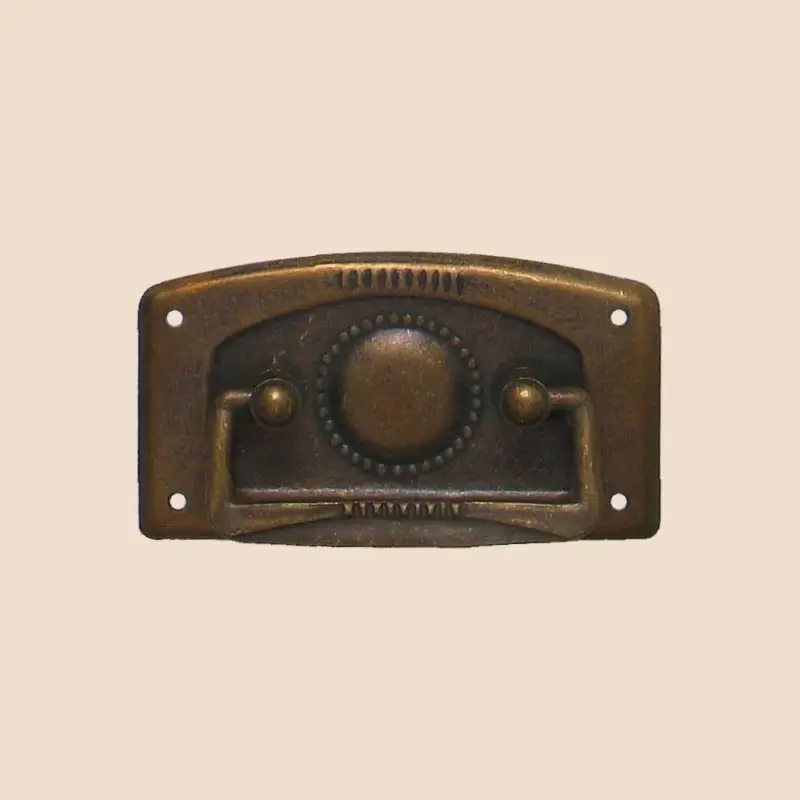 Neuheit Jugendstil Möbelschild geprägt Messing MPA 67 x 38mm mit Griff Serie JU007