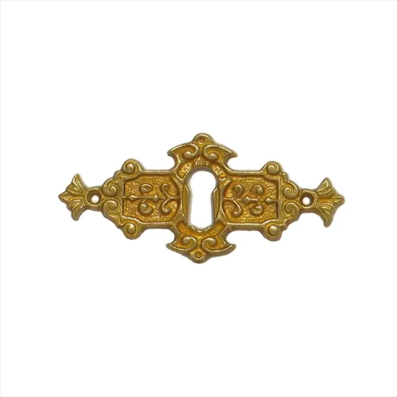 Gratis Versand Historismus Möbelschild gegossen Messing MMA 80 x 37mm mit Schlüsselloch Serie HI004