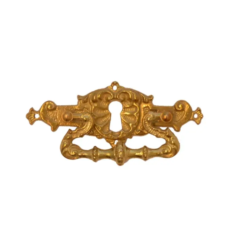Knallerangebot Historismus Möbelschild gegossen Messing MMA 92 x 36mm mit Griff und Schlüsselloch Serie HI005