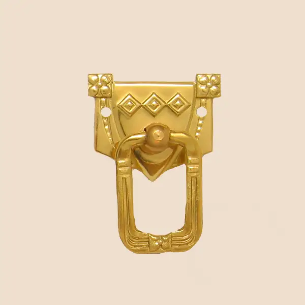 Abverkauf Jugendstil Möbelschild geprägt Messing MGL 35 x 30mm mit Griff Serie JU010