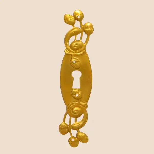 Garantierte Lieferung Jugendstil Möbelschild Messing MPG 24 x 125mm mit Schlüsselloch Serie JU009