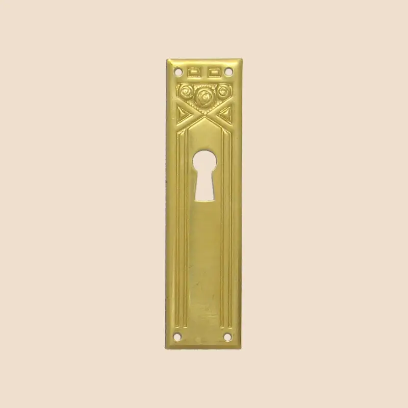 Markenprodukt Jugendstil Möbelschild Messing MPA 22 x 85mm mit Schlüsselloch Serie JU011