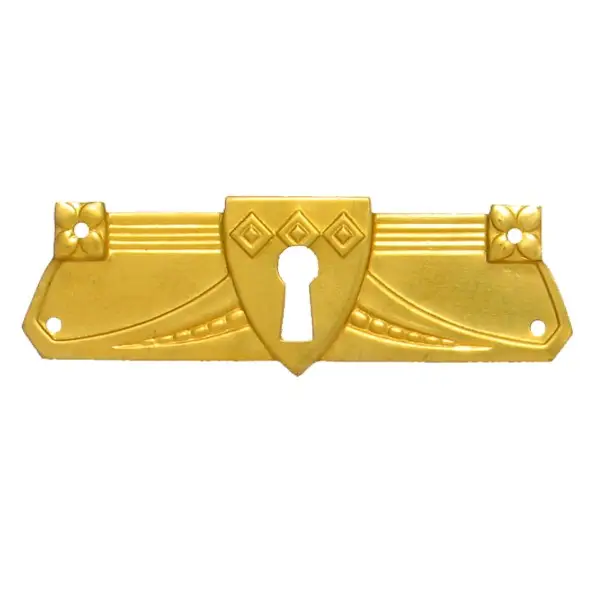 Jugendstil Möbelschild geprägt Messing MMA 97 x 31mm mit Schlüsselloch Serie JU010 Garantierte Lieferung