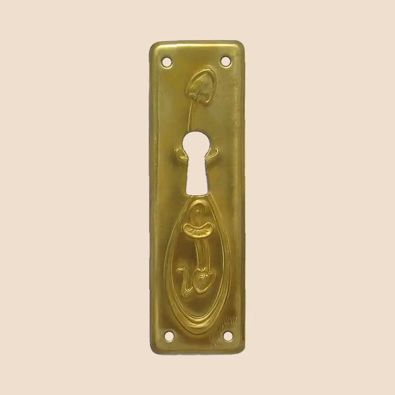 Jugendstil Möbelschild Messing MMA 24 x 80mm mit Schlüsselloch Serie JU012 Versand Am Gleichen Tag