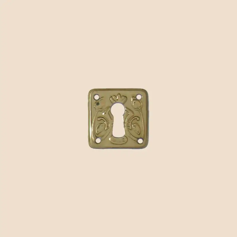 Sofort Bestellen Jugendstil Möbelschild Messing MGL 25 x 25mm mit Schlüsselloch Serie JU012