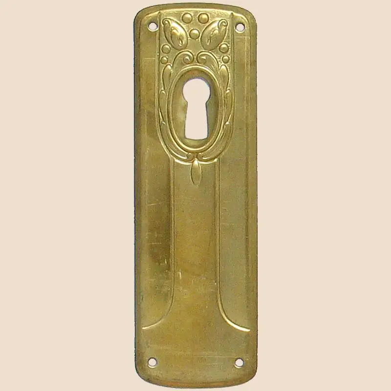 Saisonangebot Jugendstil Möbelschild Messing MPA 34 x 105mm mit Schlüsselloch Serie JU015