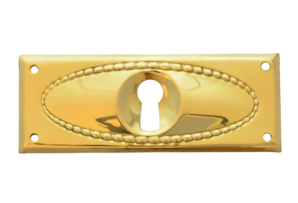 Knallerangebot Jugendstil Möbelschild geprägt Messing MGL 85 x 32mm mit Schlüsselloch Serie JU018