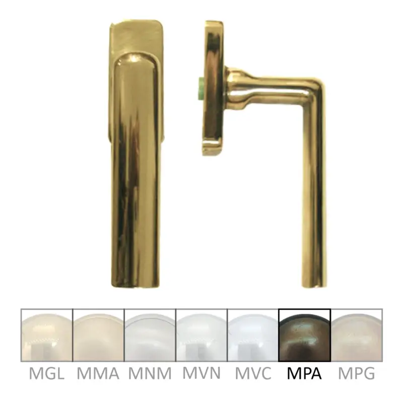 Gratis Versand Fenstergriff auf Rasterrosette Nr.: 580 Rosette Messing MPA Grifflänge 110mm Serie FG026