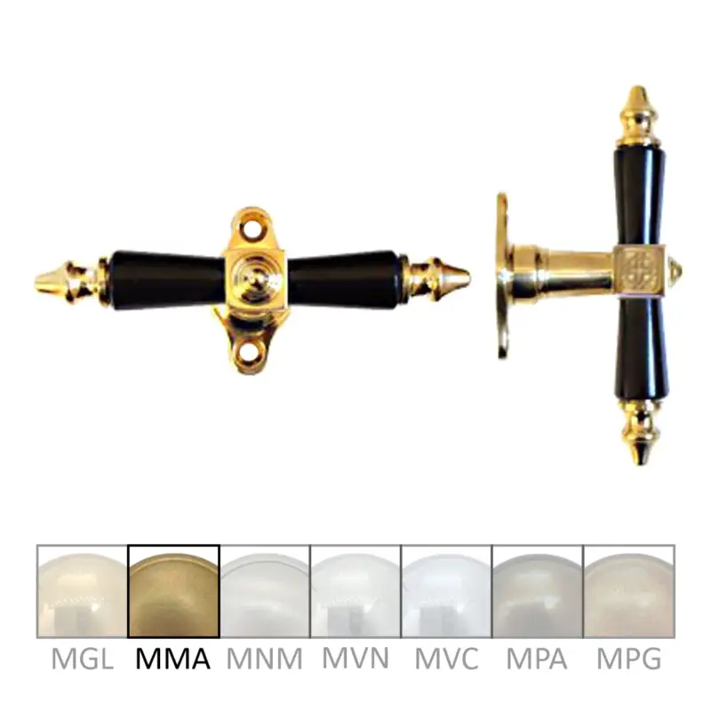 Fensterolive auf Rosette Nr.: 528 Messing MMA Grifflänge 115mm, schwarz Serie FG040 Neue Kollektion