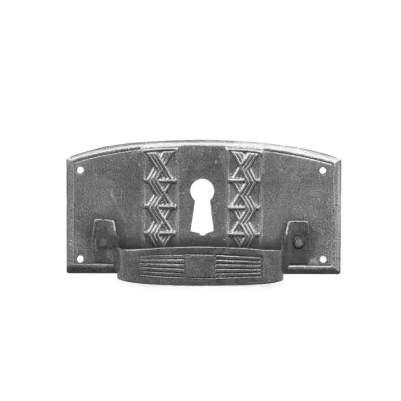 Jugendstil Möbelschild geprägt Messing MMA 100 x 48mm mit Griff und Schlüsselloch Serie JU128 Zertifiziert