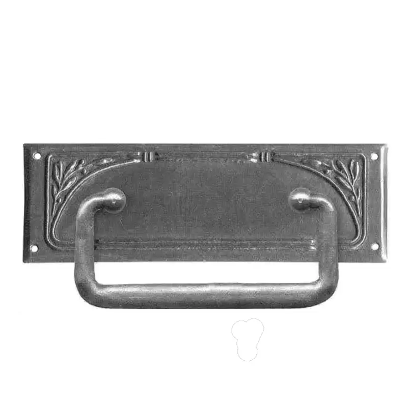 Saisonangebot Jugendstil Möbelschild geprägt Messing MPA 100 x 34mm mit Griff Serie JU029