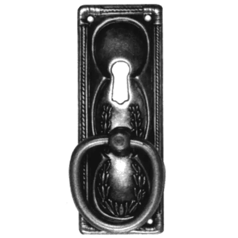 Jugendstil Möbelschild Messing altsilber mit Griff und Schlüsselloch Serie JU030 Bestpreis