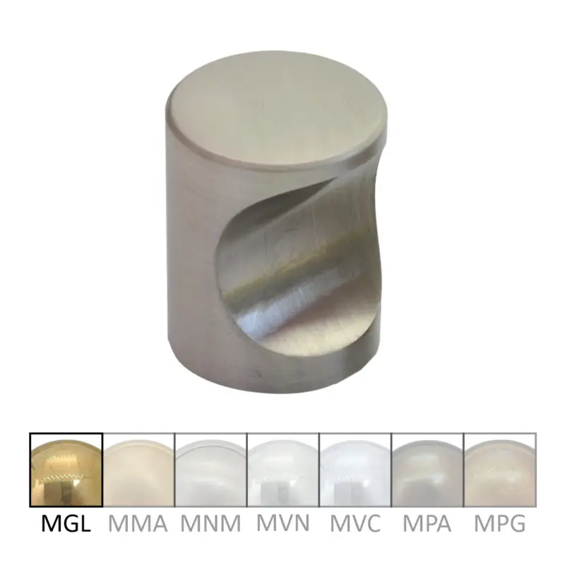 Rabatt Cylinder Möbelknopf in Messing glänzend mit Schutzlack, D: 21mm Serie KN165