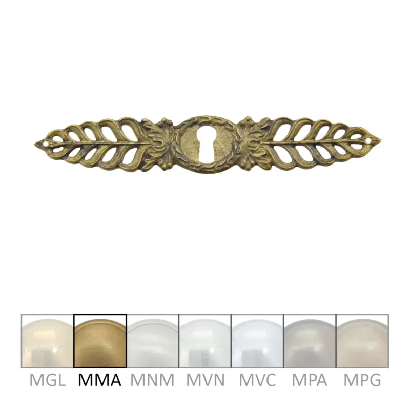 Preisreduziert Klassizismus Möbelschild gegossen Messing MMA 153x25mm mit Schlüsselloch Serie KL009