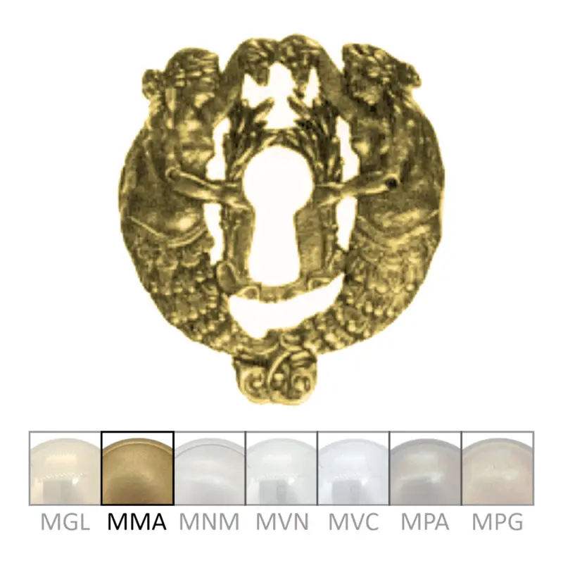 Saisonangebot Klassizismus Möbelschild geprägt Messing MMA 50x60mm mit Schlüsselloch Serie KL022