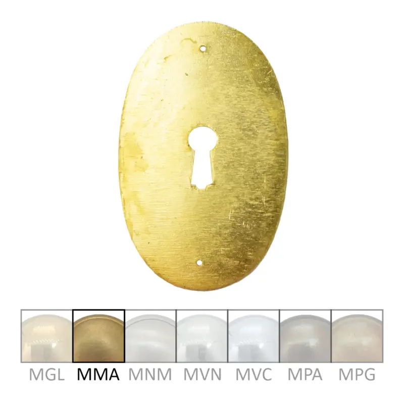 Klassizismus Möbelschild geprägt Messing MMA 45x65mm mit Schlüsselloch Serie KL005 Beliebt