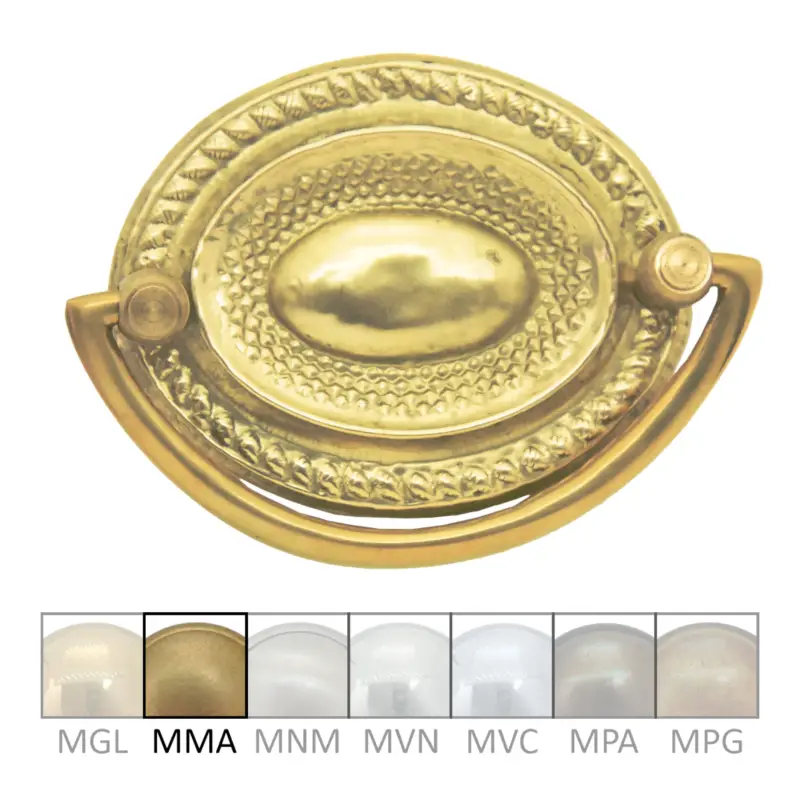 Klassizismus Möbelschild geprägt Messing MMA 70x55mm mit Griff Serie KL080 Gratis Versand