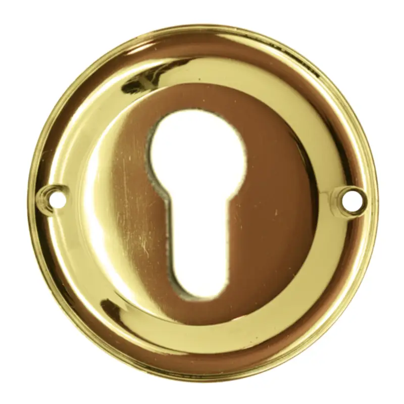 Sicherheits-Schlüssellochrosette Innen Messing glänzend mit PZ-Lochung D:55mm Serie TR114 Geprüft