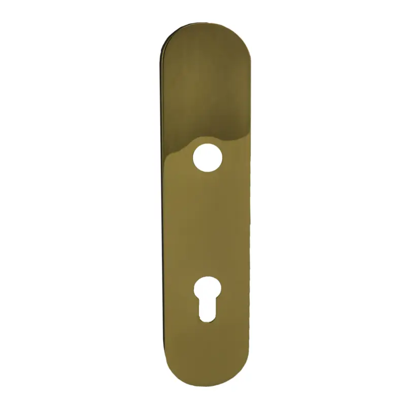 Neu Sicherheitstürschild Außen, Dist. 92 mm PZ, Messing patiniert&geputzt LxBxT: 255 x 54 x 12 mm